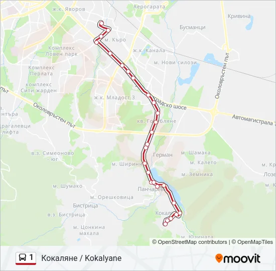 1 Bus Line Map