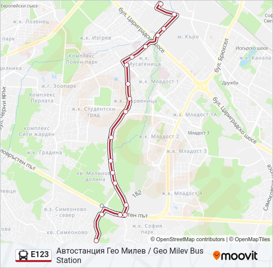 E123 Trolleybus Line Map