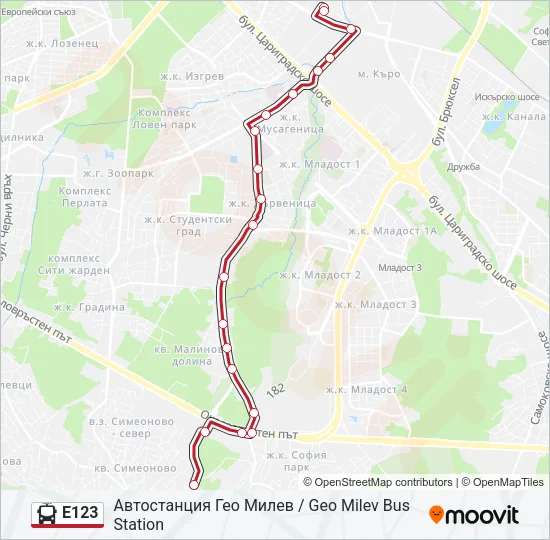 E123 Trolleybus Line Map