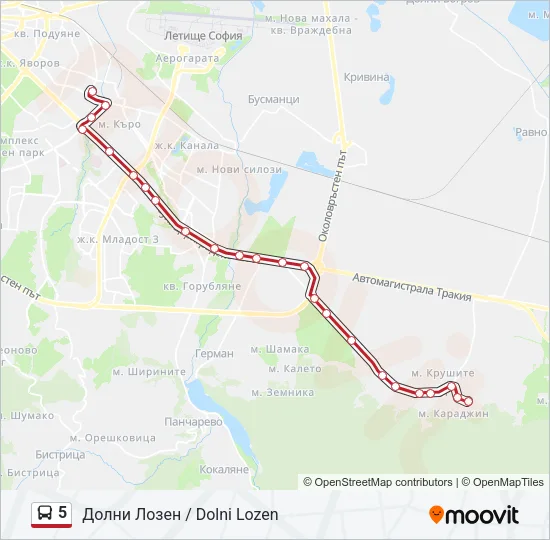 5 Bus Line Map