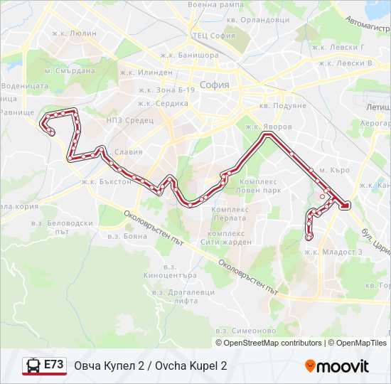 E73 тролейбус Карта на Линията