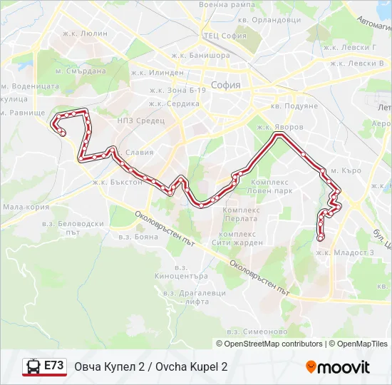 E73 Trolleybus Line Map