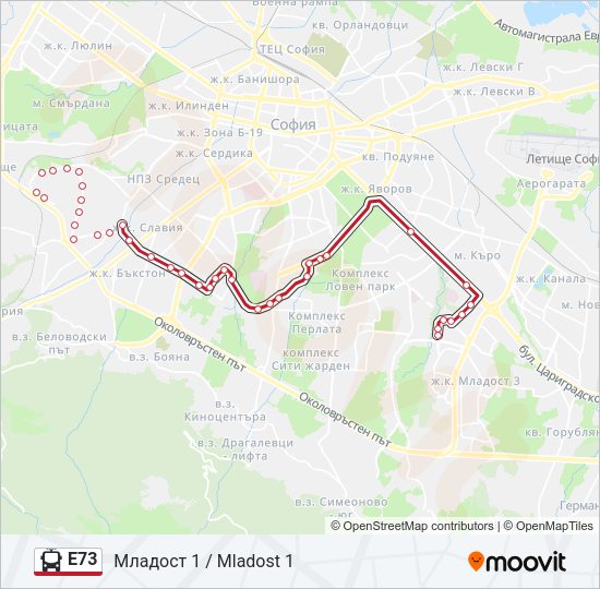 E73 Trolleybus Line Map