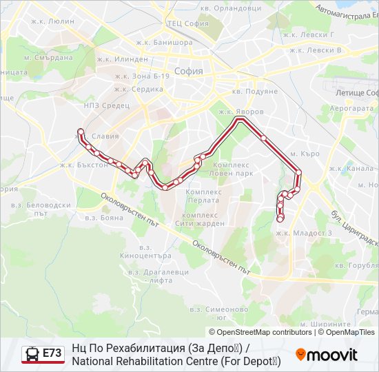 E73 Trolleybus Line Map