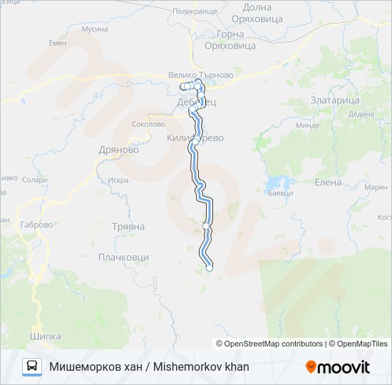 МИШЕМОРКОВ ХАН автобус Карта на Линията