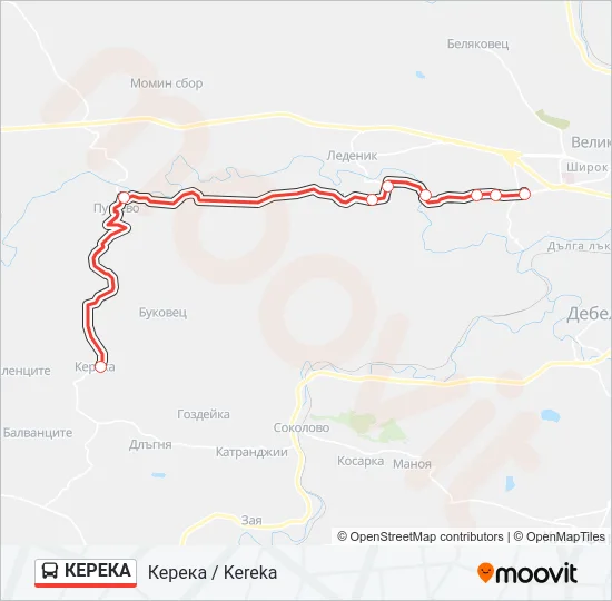 КЕРЕКА автобус Карта на Линията