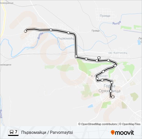 7 автобус Карта на Линията