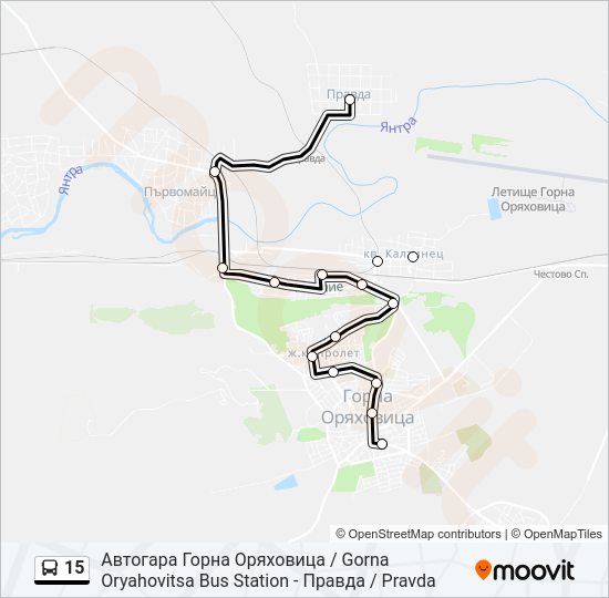 15 автобус Карта на Линията