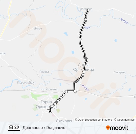 20 автобус Карта на Линията