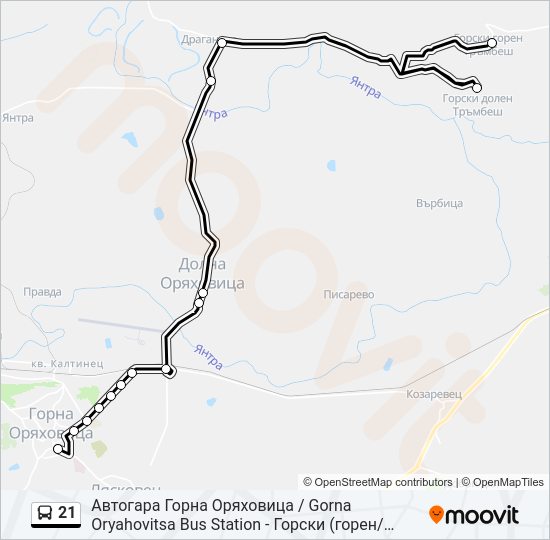 Автобус 21: карта маршрута