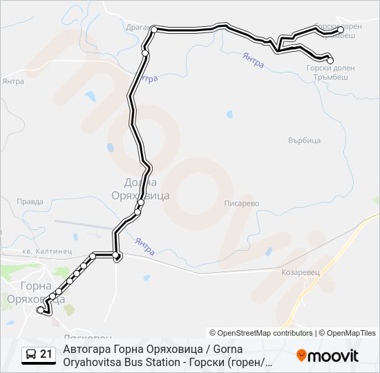 Автобус 21: карта маршрута