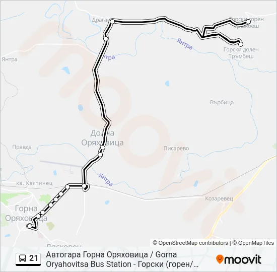 Автобус 21: карта маршрута