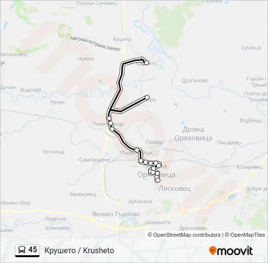 45 Bus Line Map