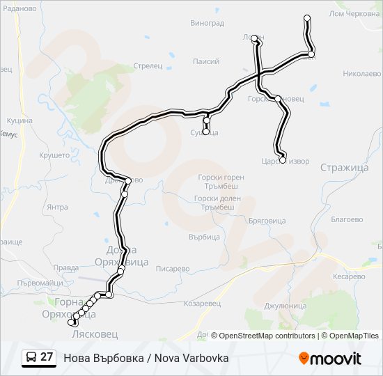 27 автобус Карта на Линията