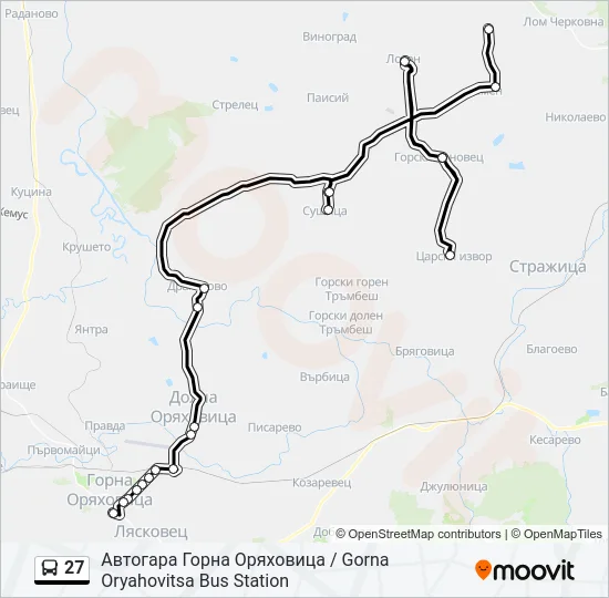 27 автобус Карта на Линията
