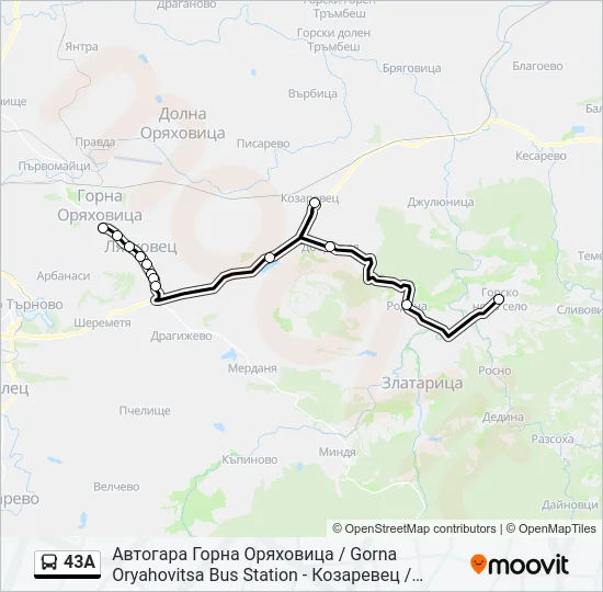 43А Bus Line Map