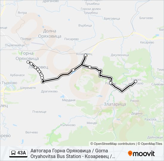 43А Bus Line Map