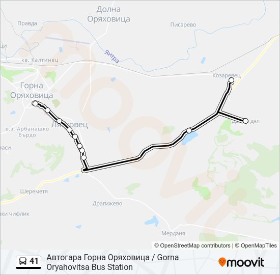 41 автобус Карта на Линията