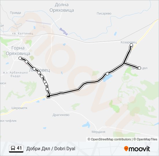 41 автобус Карта на Линията