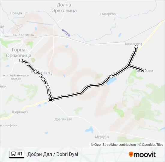41 автобус Карта на Линията