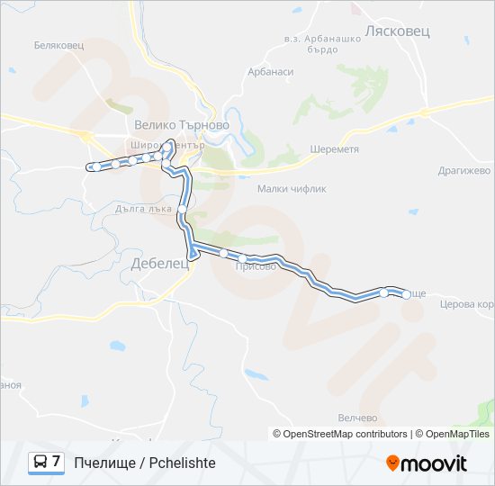 7 автобус Карта на Линията