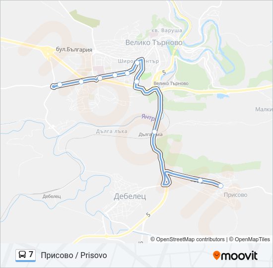 7 автобус Карта на Линията