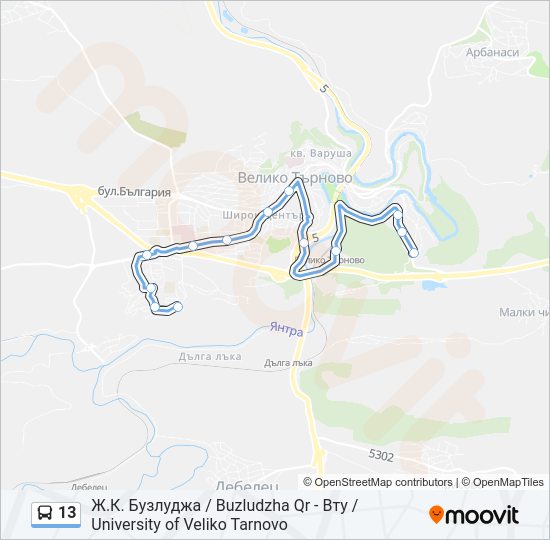 13 Bus Line Map