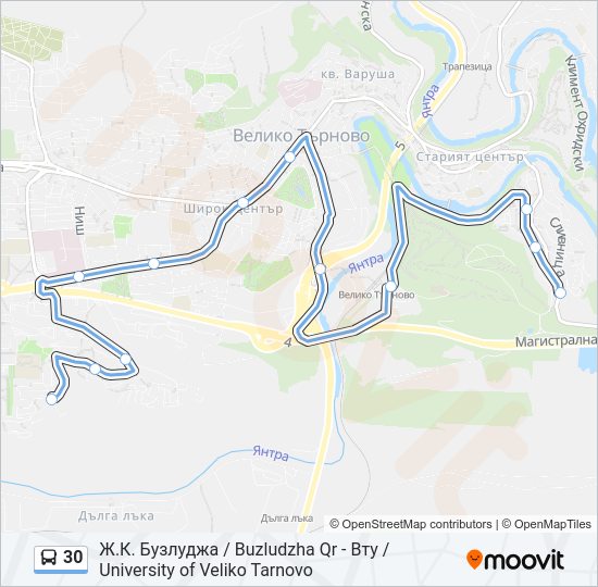 30 автобус Карта на Линията