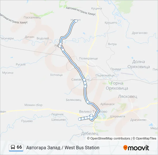 66 Bus Line Map