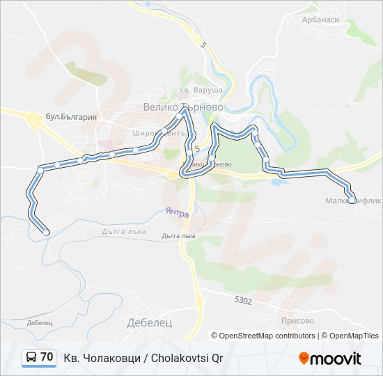 70 Bus Line Map
