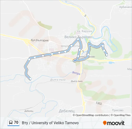 70 Bus Line Map