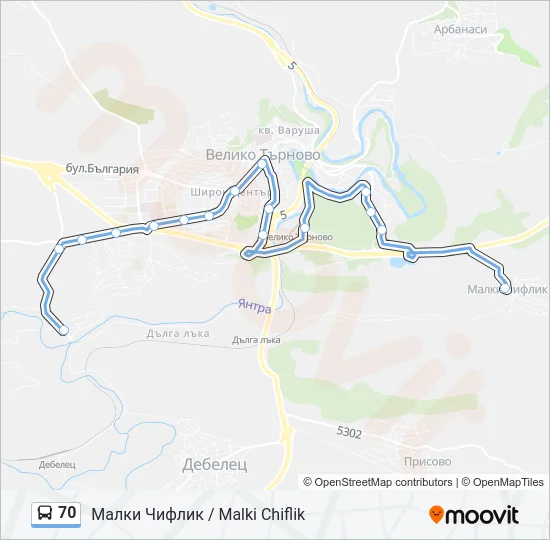 70 Bus Line Map
