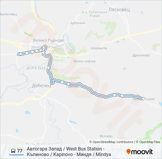 Автобус 77: карта маршрута