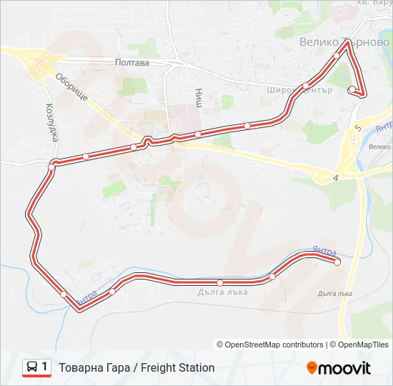 1 Bus Line Map