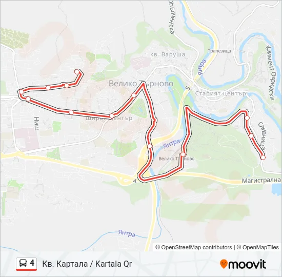 Автобус 4: карта маршрута