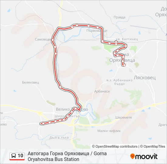 Автобус 10: карта маршрута