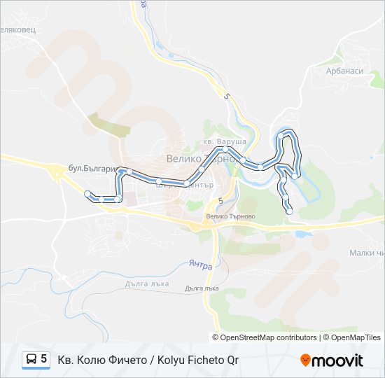 5 автобус Карта на Линията