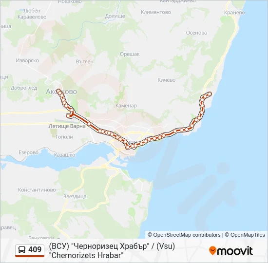 Автобус 409: карта маршрута
