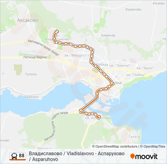 88 Trolleybus Line Map