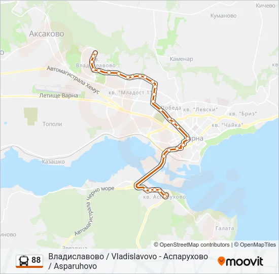 Троллейбус 88: карта маршрута