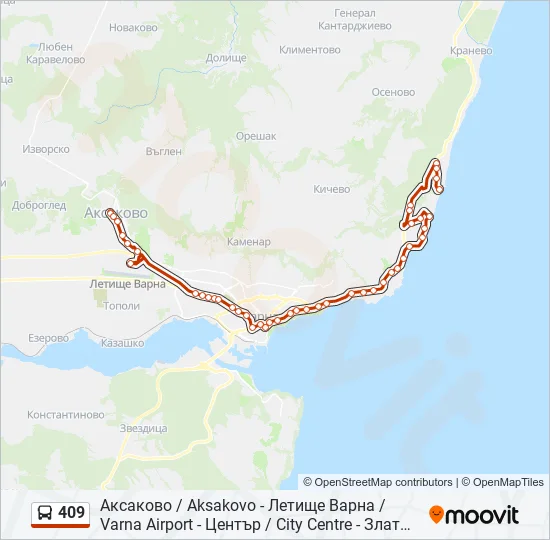 Автобус 409: карта маршрута