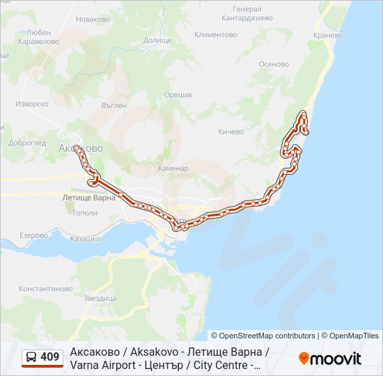 409 автобус Карта на Линията