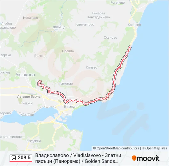 Автобус 209 Б: карта маршрута