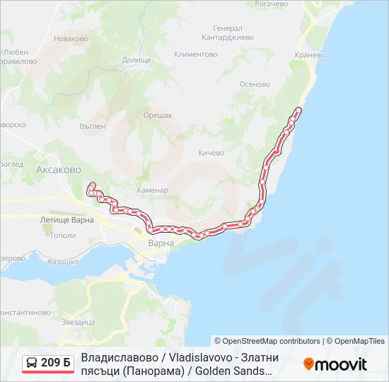 Автобус 209 Б: карта маршрута