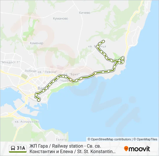 Автобус 31A: карта маршрута
