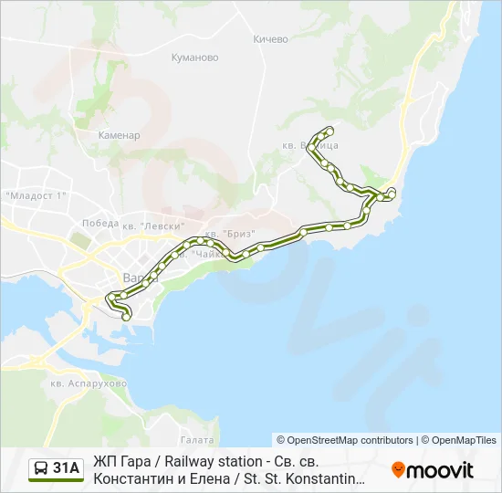 Автобус 31A: карта маршрута