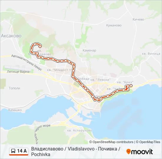14 А Bus Line Map