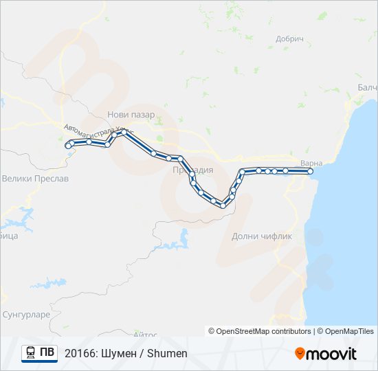 ПВ влак Карта на Линията