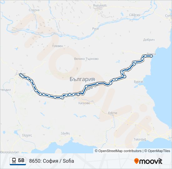 БВ влак Карта на Линията
