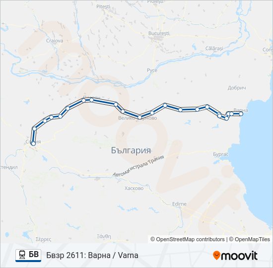 БВ влак Карта на Линията